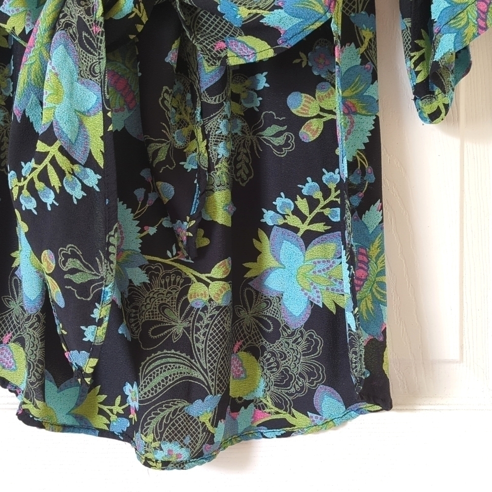 Love Lucy Love The Weekender Floral Tie Front Quarter Sleeve Kimono Cardigan XS - Picture 11 of 14